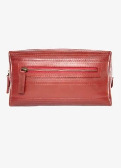 Large Washbag Red Made Of British Reclaimed Firehose/Parachute Silk