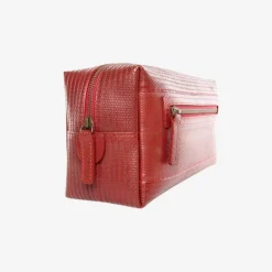 Large Washbag Red Made Of British Reclaimed Firehose/Parachute Silk