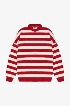 Loose Red Stripes Sweater Made Of Organic Cotton