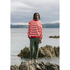 Loose Red Stripes Sweater Made Of Organic Cotton