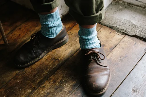 The Huison 100% Recycled Teal Fleck Socks Made Of Cotton Mix