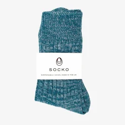 The Huison 100% Recycled Teal Fleck Socks Made Of Cotton Mix